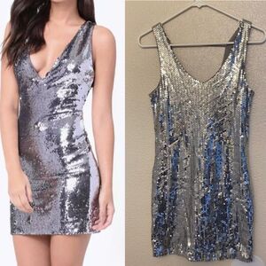 Style Biz Inc deep v neck Sexy y2k formal Bodycon Stretchy Mini Party dress S